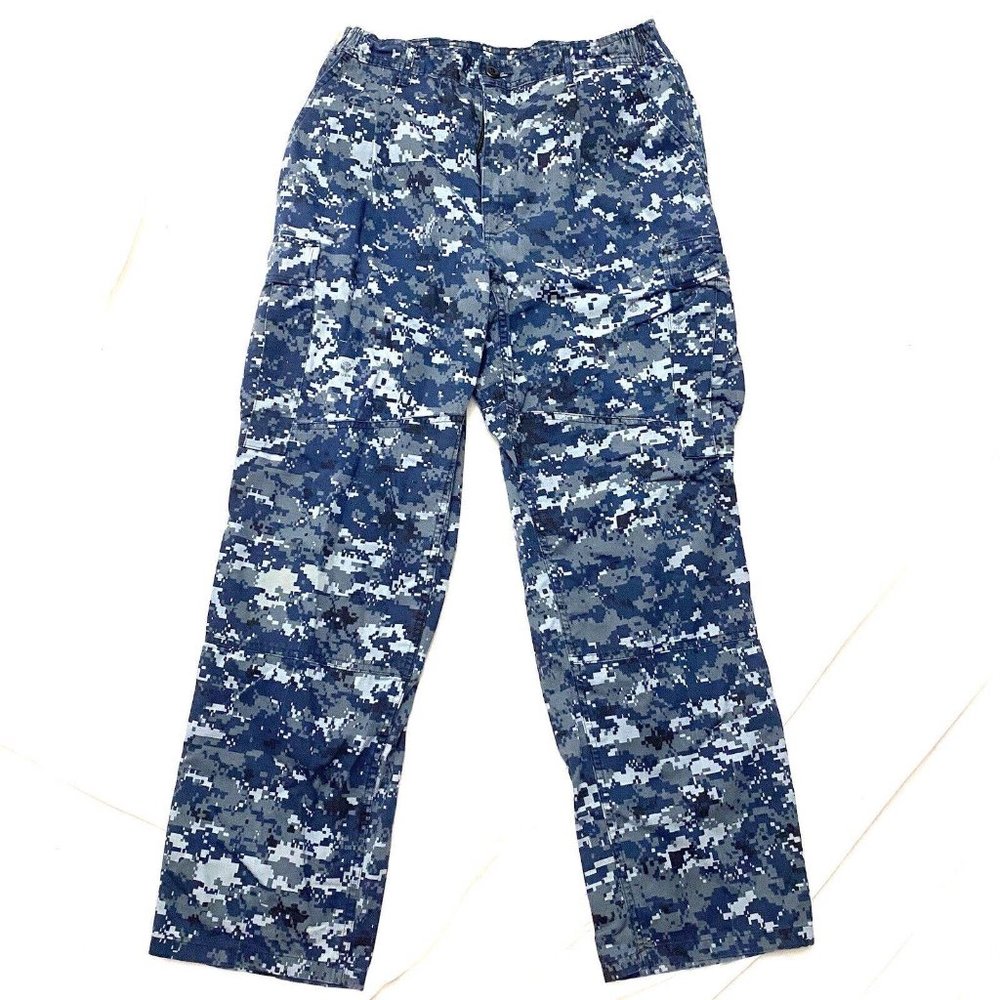 USN US NAVY BLUE Digital CAMO Cargo Military BDU Uniform Pants - MEDIUM REGULAR